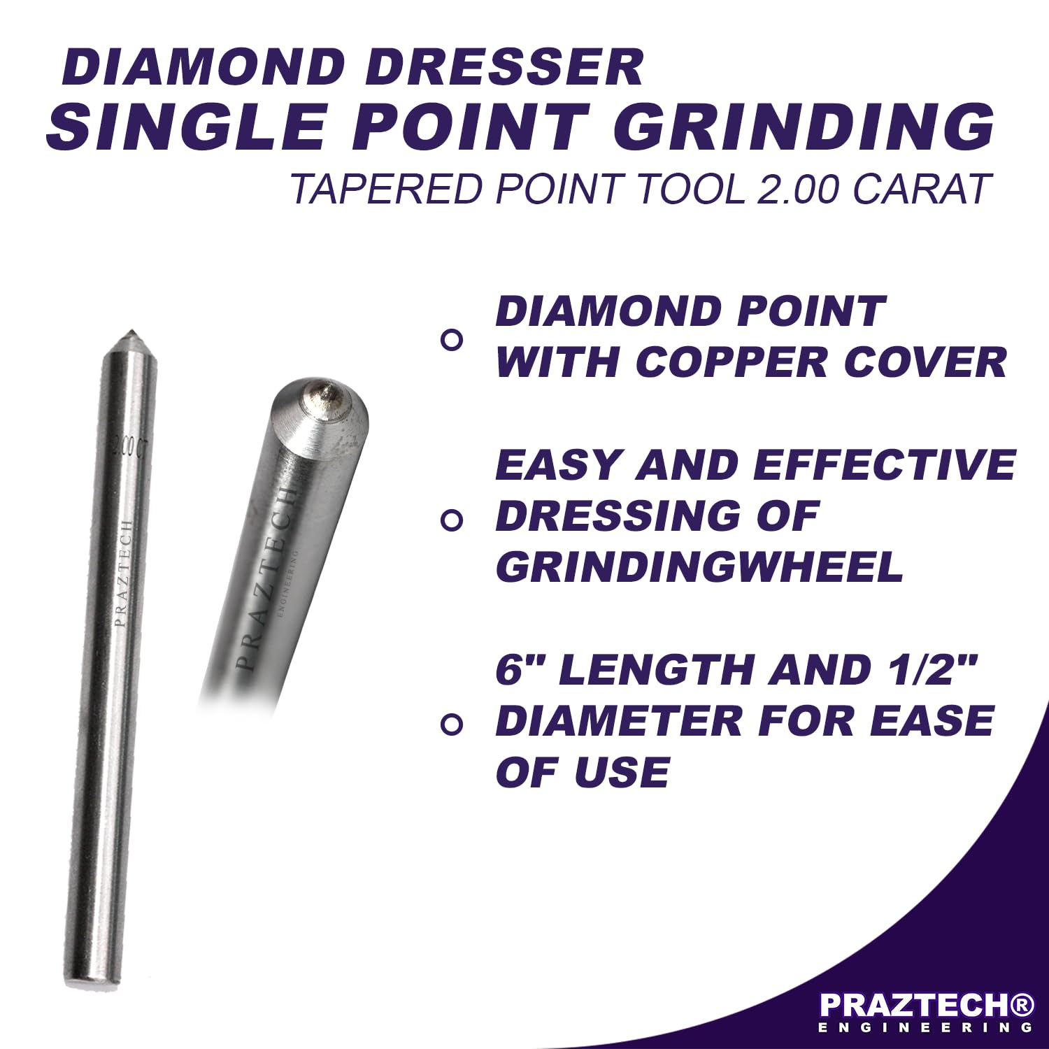 A Grade Single point Diamond Dresser 1/2" dia 6" Length - Image 2